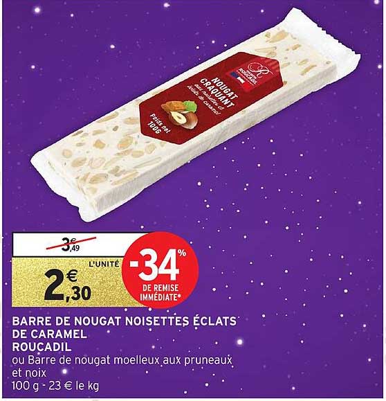 BARRE DE NOUGAT NOISETTÉS ÉCLATS DE CARAMEL ROUCADIL