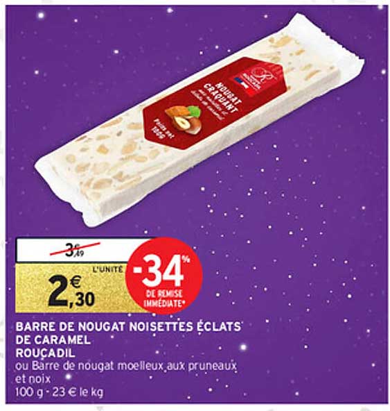 BARRE DE NOUGAT NOISETTES ÉCLATS DE CARAMEL ROUGCADIL