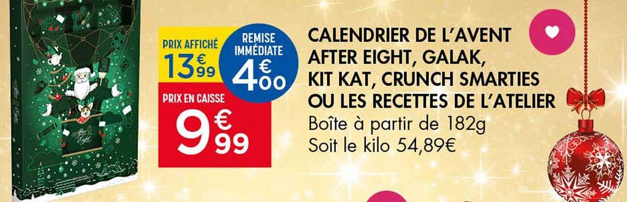 CALENDRIER DE L’AVENT AFTER EIGHT, GALAK, KIT KAT, CRUNCH SMARTIES OU LES RECETTES DE L’ATELIER