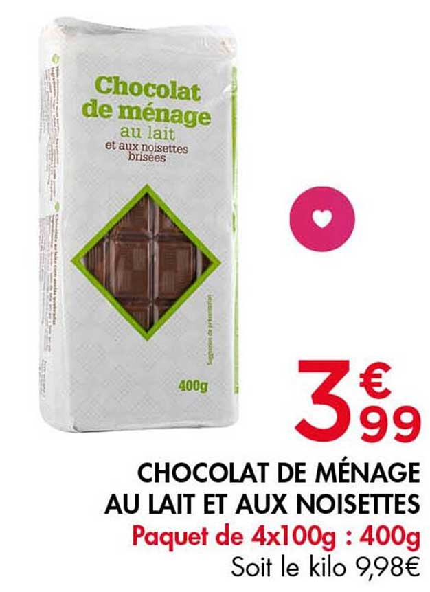 CHOcolat de ménage au lait et aux noisettes