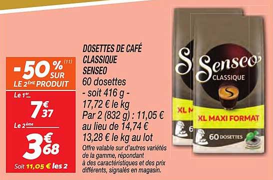 DOSSETTES DE CAFÉ CLASSIQUE SENSEO