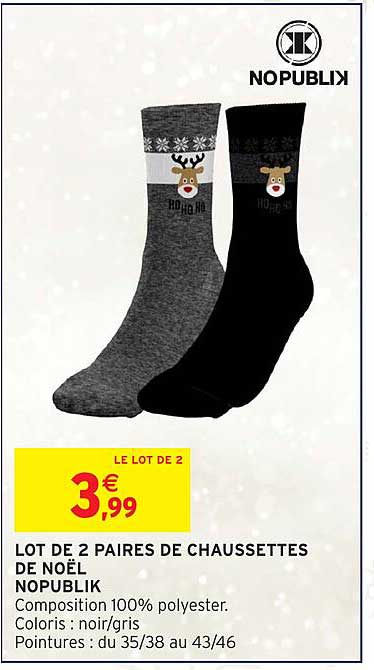 LOT DE 2 PAIRS DE CHAUSSETTES DE NOËL NOBPUBLIK