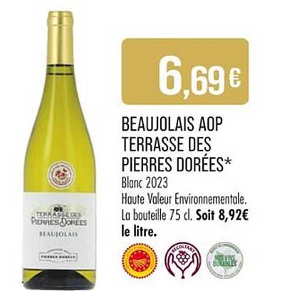 BEAUJOLAIS AOP TERRASSE DES PIERRES DORÉES* Blanc 2023