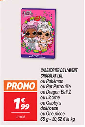 CALENDRIER DE L'AVENT CHOCOLAT LOL