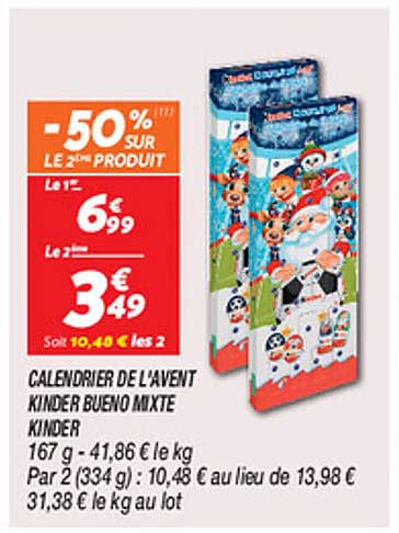 CALENDRIER DE L'AVENT KINDER BUENO MIXTE KINDER