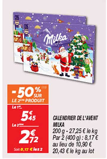 CALENDRIER DE L'AVENT MILKA