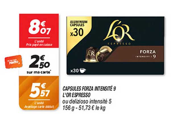 CAPSULES FORZA INTENSITÉ 9 L'OR ESPRESSO