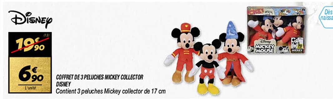 COFFRET DE 3 PELOCHES MICKEY COLLECTOR DISNEY