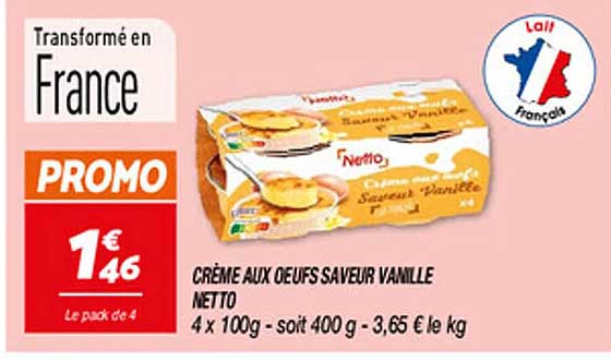 CRÈME AUX OEUFS SAVEUR VANILLE NETTO