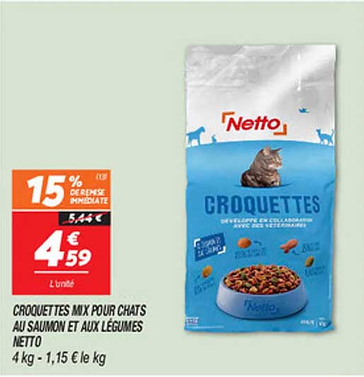 CROQUETTES MIX POUR CHATS AU SAUMON ET AUX LÉGUMES NETTO