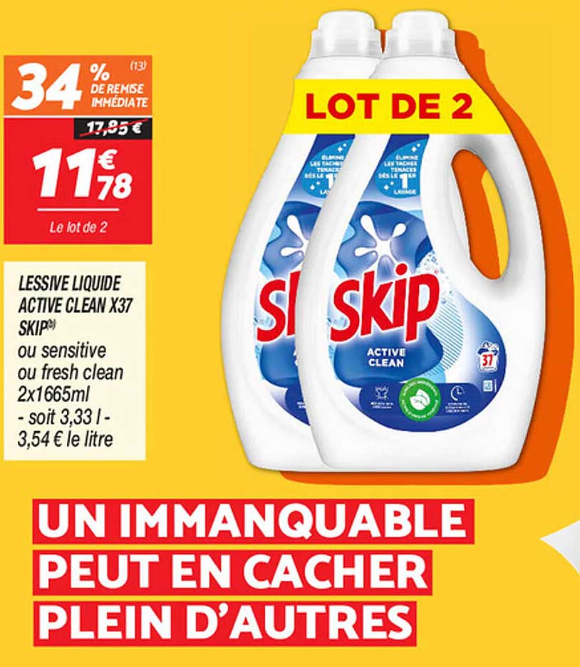 LESSIVE LIQUIDE ACTIVE CLEAN X37 SKIP®