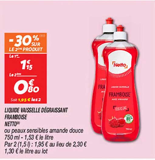 LIQUIDE VAISSELLE DÉGRAISSANT FRAMBOISE NETTO®