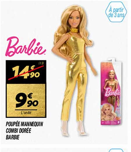 Poupée mannequin combi dorée Barbie