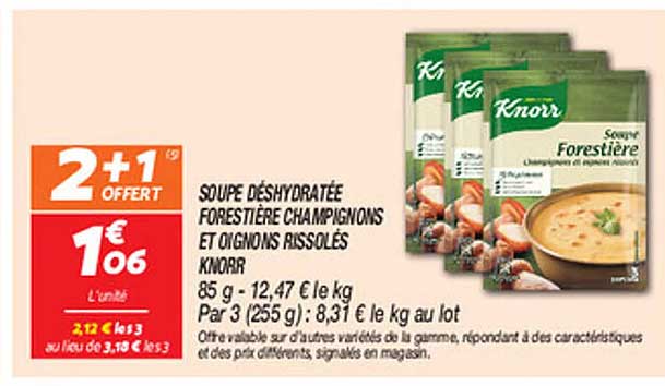 SOUPE DÉSHYDRATÉE FORESTIÈRE CHAMPIGNONS ET OIGNONS RISSOLÉS KNORR