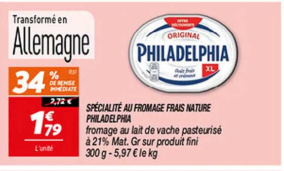 SPÉCIALITÉ AU FROMAGE FRAIS NATURE PHILADELPHIA