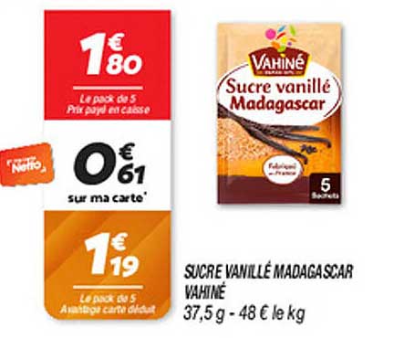 SUCRE VANILLÉ MADAGASCAR VAHINÉ