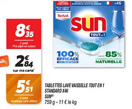 TABLETTES LAVE VAISSELLE TOUT EN 1 STANDARD X46 SUN™