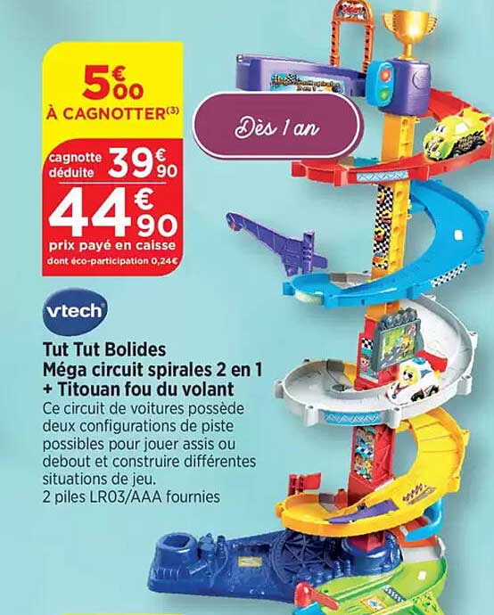 Tut Tut Bolides Méga circuit spirales 2 en 1 + Titouan fou du volant