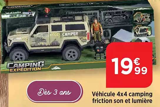 Véhicule 4x4 camping friction son et lumière