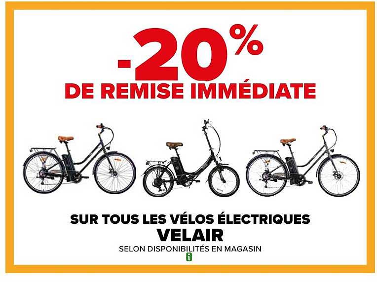 -20% DE REMISE IMMÉDIATE SUR TOUS LES VÉLOS ÉLECTRIQUES VELAIR