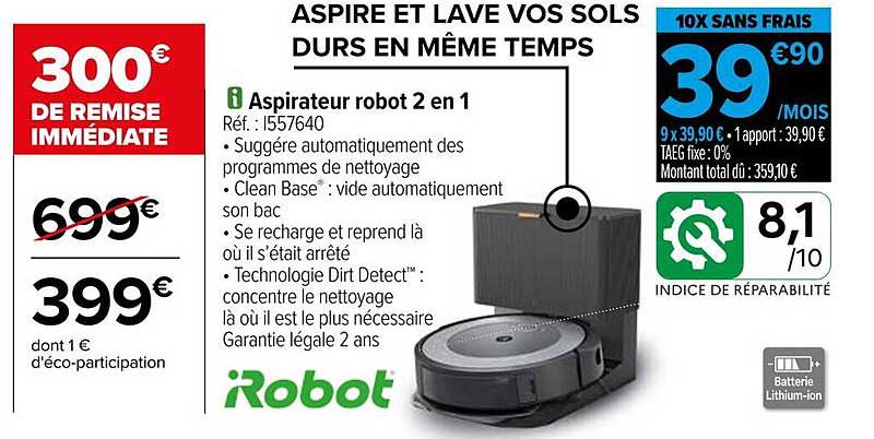 ASPIRATEUR robot 2 en 1