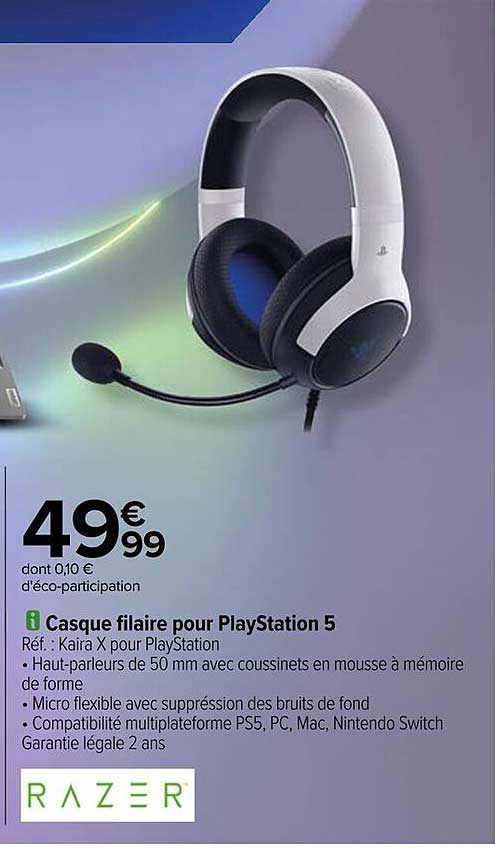 Casque filaire pour PlayStation 5