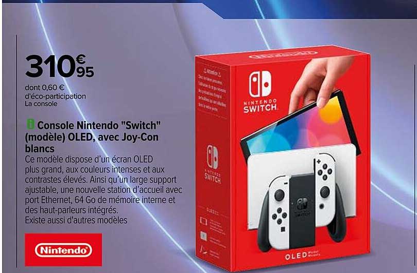 Console Nintendo "Switch" (modèle) OLED, avec Joy-Con blancs