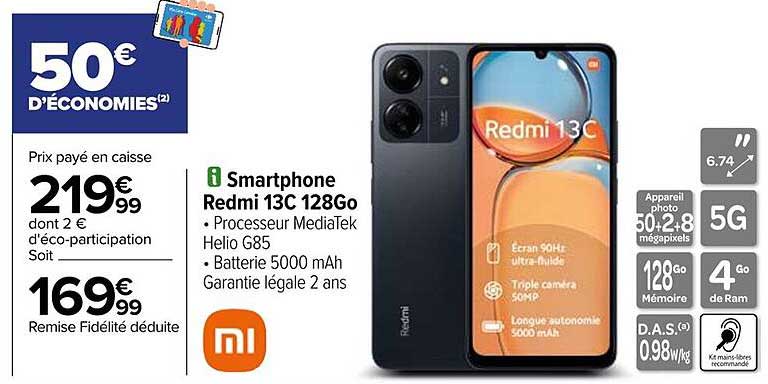 Smartphone Redmi 13C 128Go