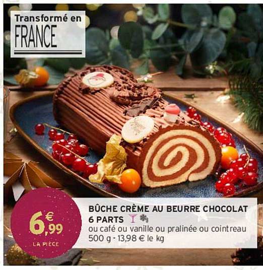 BÛCHE CRÈME AU BEURRE CHOCOLAT 6 PARTS