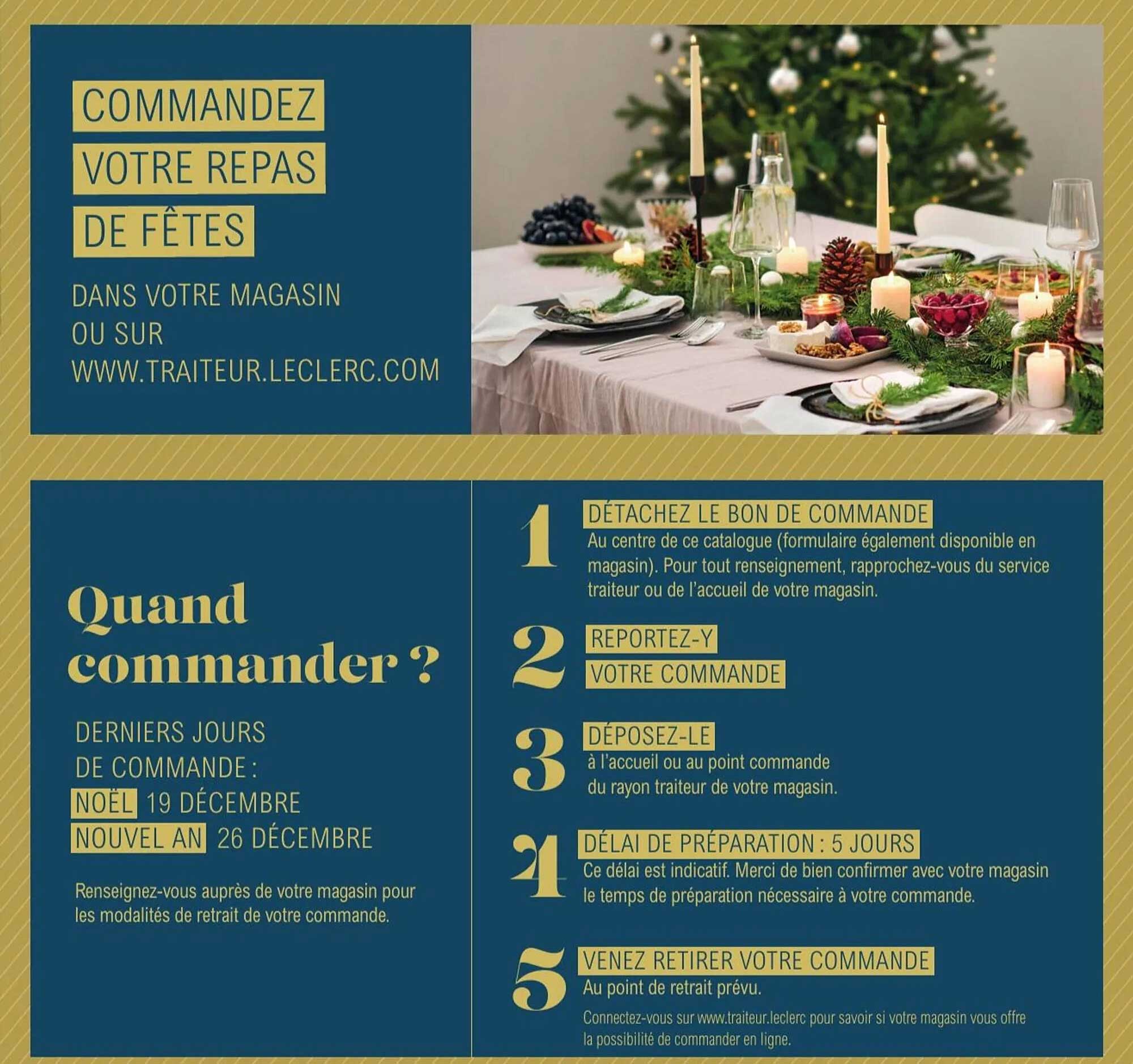 COMMANDEZ VOTRE REPAS DE FÊTES