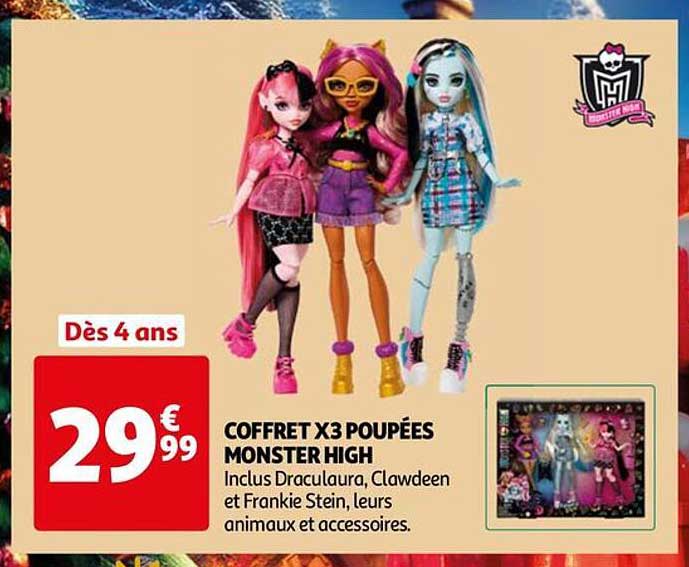 COFFRET X3 POUPEES MONSTER HIGH