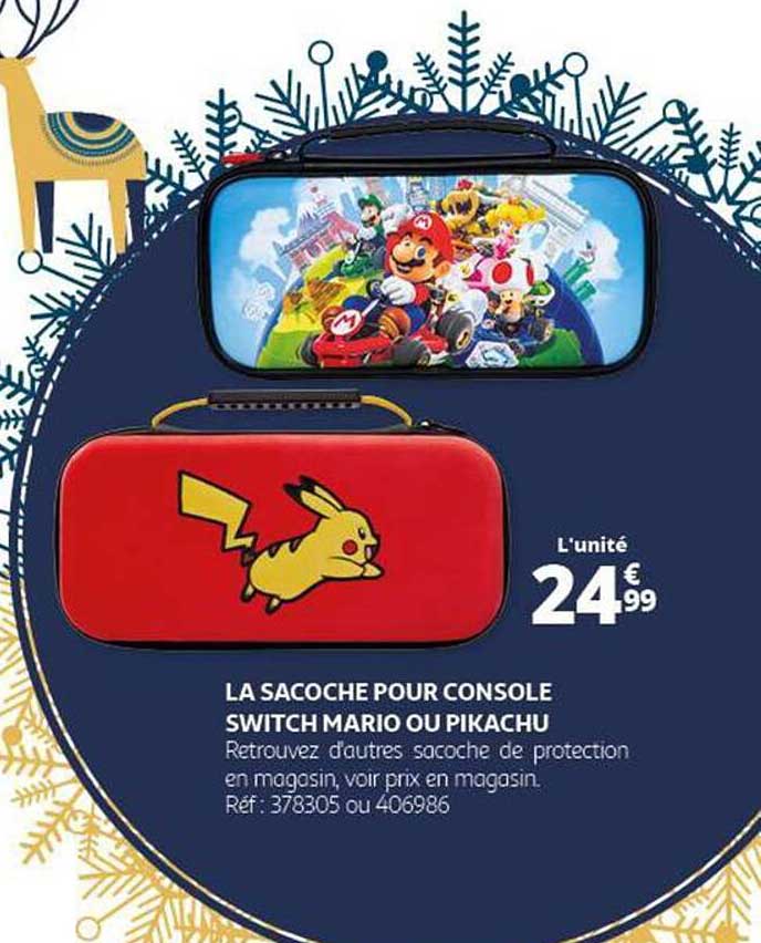 LA SACOCHE POUR CONSOLE SWITCH MARIO OU PIKACHU