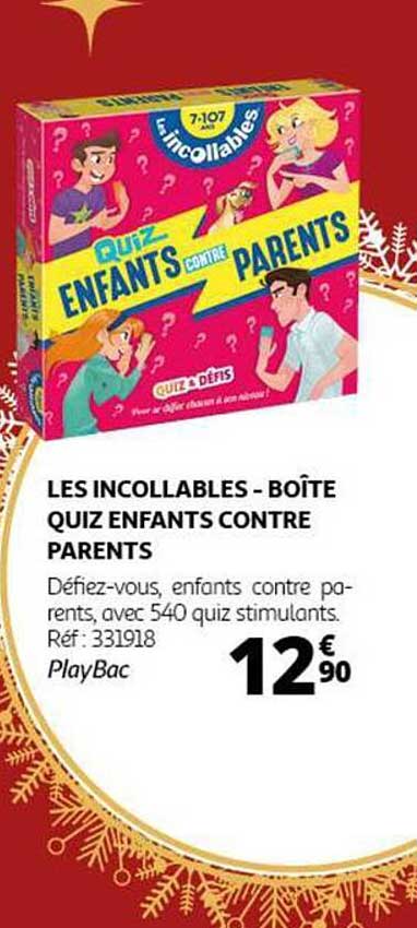 LES INCOLLABLES - BOÎTE QUIZ ENFANTS CONTRE PARENTS