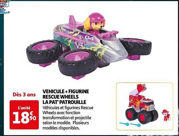 VÉHICULE + FIGURINE RESCUE WHEELS LA PAT' PATROUILLE