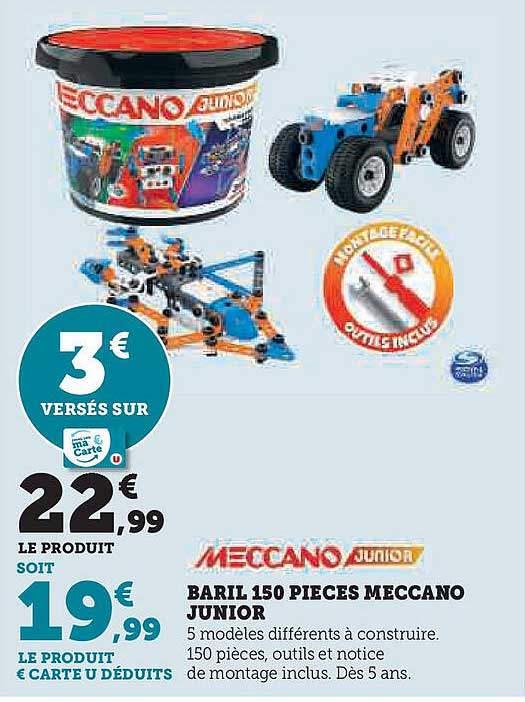 BARIL 150 PIECES MECCANO JUNIOR