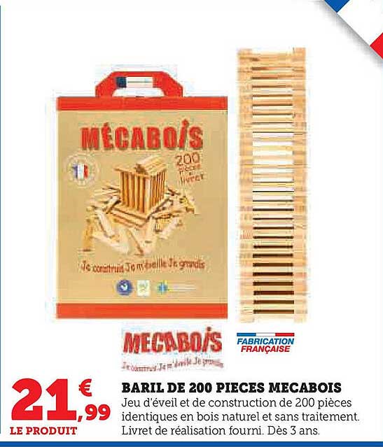 BARIL DE 200 PIECES MECABOIS