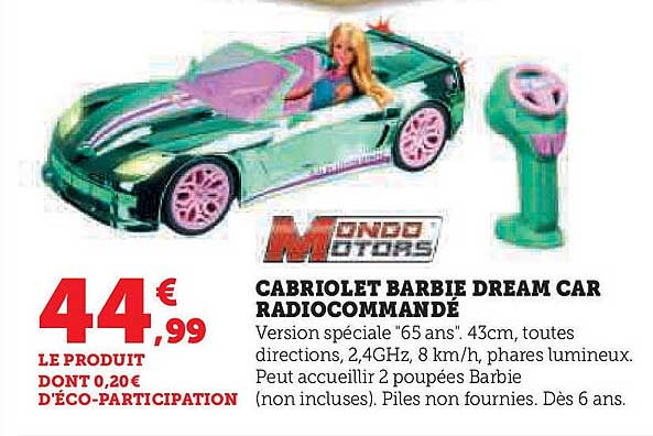 CABRIOLET BARBIE DREAM CAR RADIOCOMMANDÉ