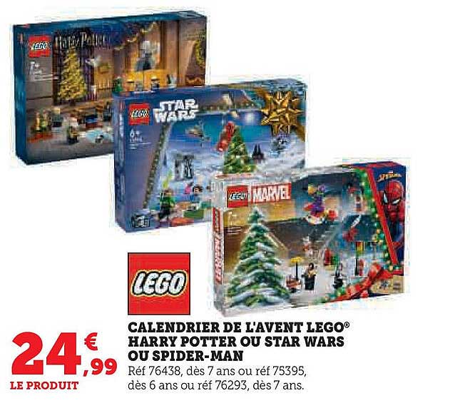 CALENDRIER DE L'AVENT LEGO® HARRY POTTER OU STAR WARS OU SPIDER-MAN