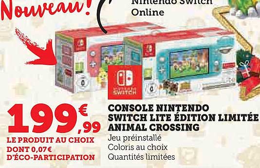 CONSOLE NINTENDO SWITCH LITE ÉDITION LIMITÉE ANIMAL CROSSING