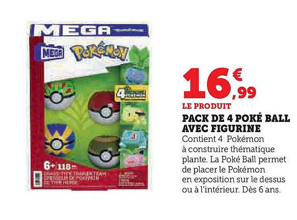 PACK DE 4 POKÉ BALL AVEC FIGURINE