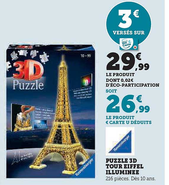 PUZZLE 3D TOUR EIFFEL ILLUMINEE