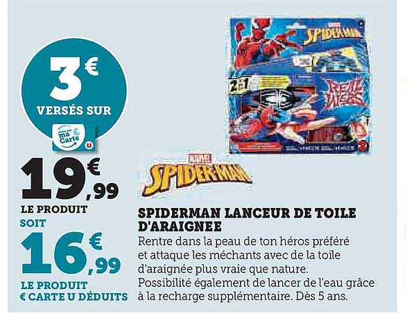 SPIDERMAN LANCEUR DE TOILE D'ARAIGNÉE