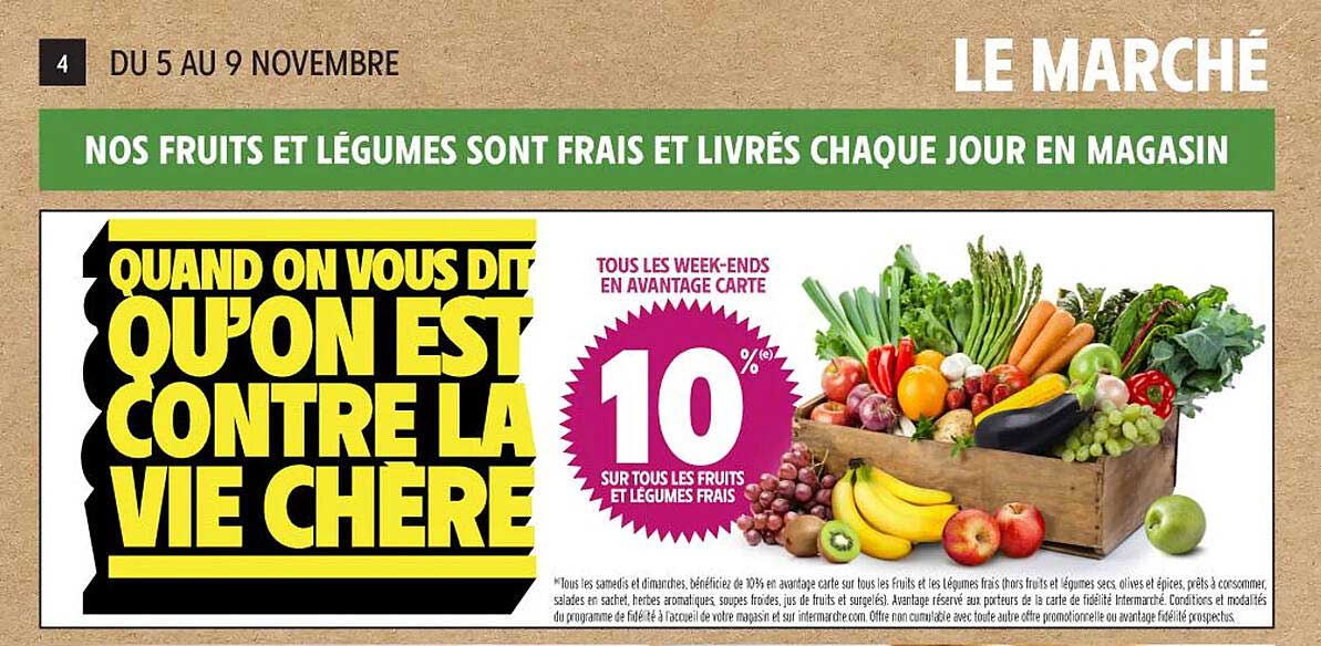 10% SUR TOUS LES FRUITS ET LÉGUMES FRAIS