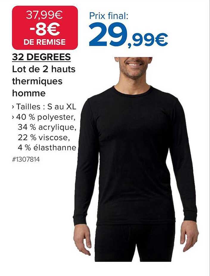 32 DEGREES Lot de 2 hauts thermiques homme