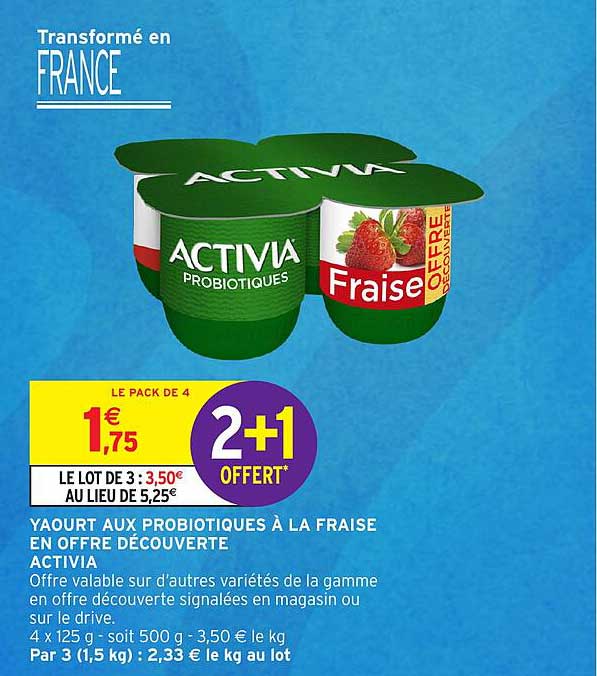 ACTIVIA PROBIOTIQUES Fraise OFFERTE DÉCOUVERTE