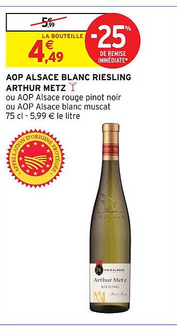 AOP ALSACE BLANC RIESLING ARTHUR METZ