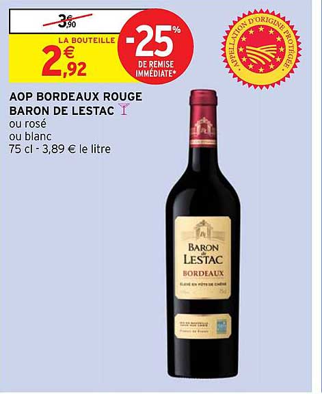 AOP BORDEAUX ROUGE BARON DE LESTAC