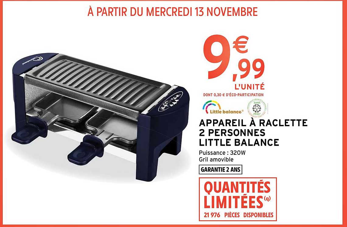 APPAREIL À RACLETTE 2 PERSONNES LITTLE BALANCE