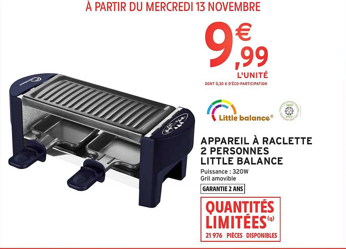 APPAREIL À RACLETTE 2 PERSONNES LITTLE BALANCE