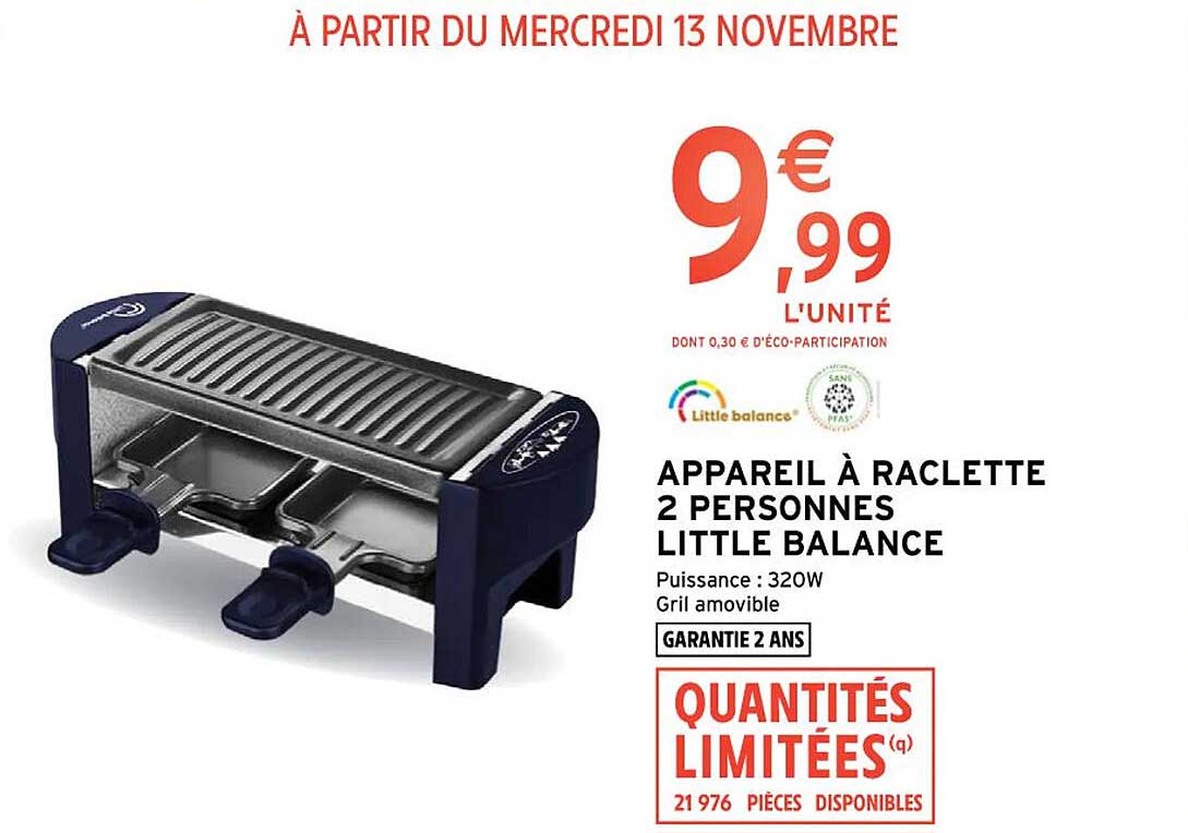 APPAREIL À RACLETTE 2 PERSONNES LITTLE BALANCE